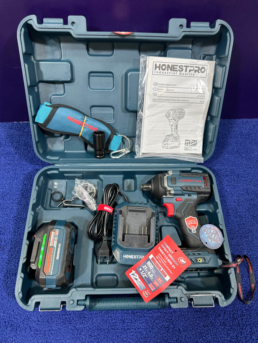 Clé A Choc sans-fil 1 Batterie 21V 4.0Ah 800Nm HONESTPRO YAE6113