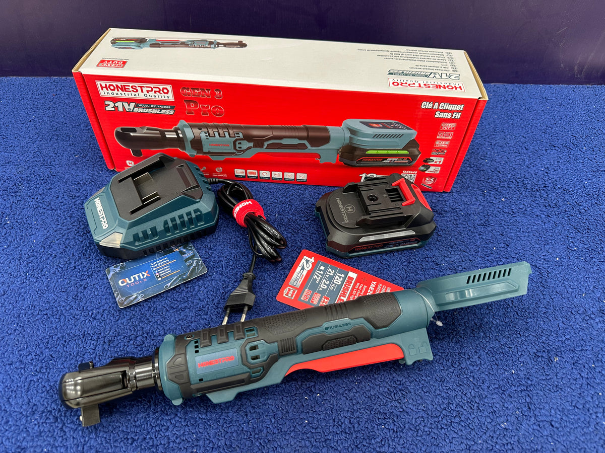 Cliquet sans fil Brushless 21V Bras Court 1/2″ 120Nm HONESTPRO YAE2648